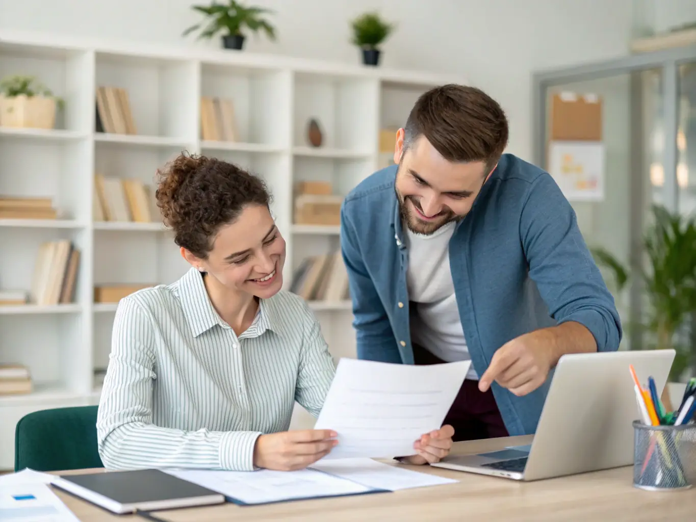 An image of a legal support representative assisting a client at a police station, with documents and a friendly interaction, symbolizing the Police Station Agent service.