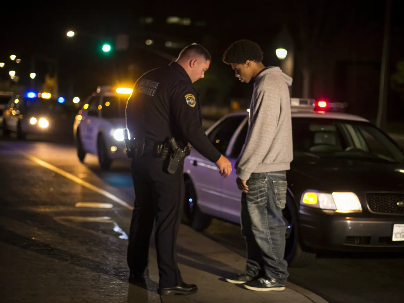 A blurred image of a person being arrested, highlighting the confusion and stress of the arrest process.